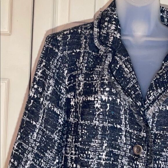 Chico's Gray Metallic Fringe Boucle Jacket 3/L - Picture 3 of 16